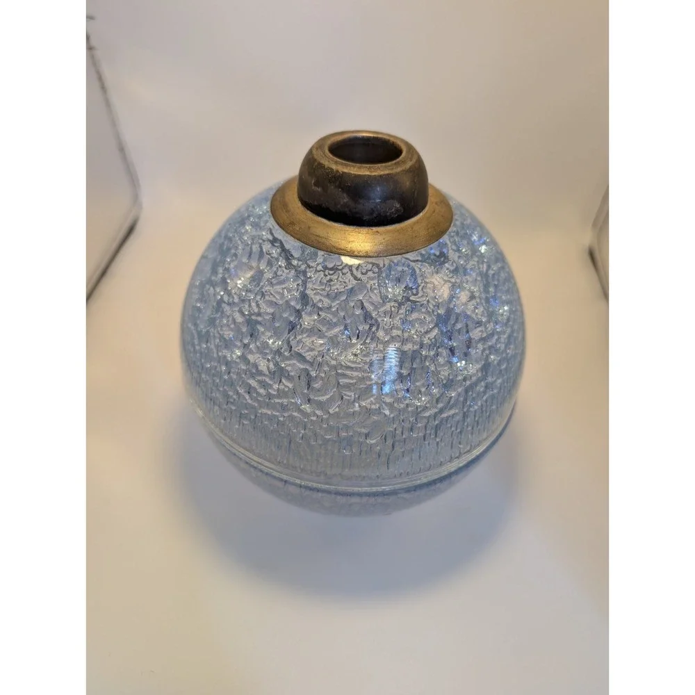 Textured Glass Orb Jar Periwinkle Lavender Neoteric‎ Spherical Decorative Vessel